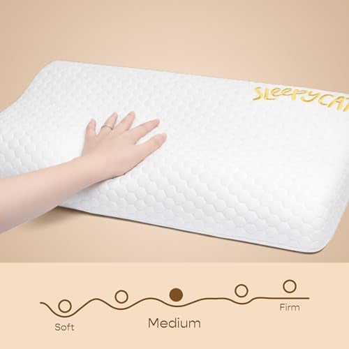 SleepyCat Cervical Memory Foam Pillow | Full Size Contour Design for Neck Pain Relief | Perforated Real Memory Foam for Airflow | No Sagging, Breaking or Flattening | White, Set of 2 (25 X 16 inches) - Image 4
