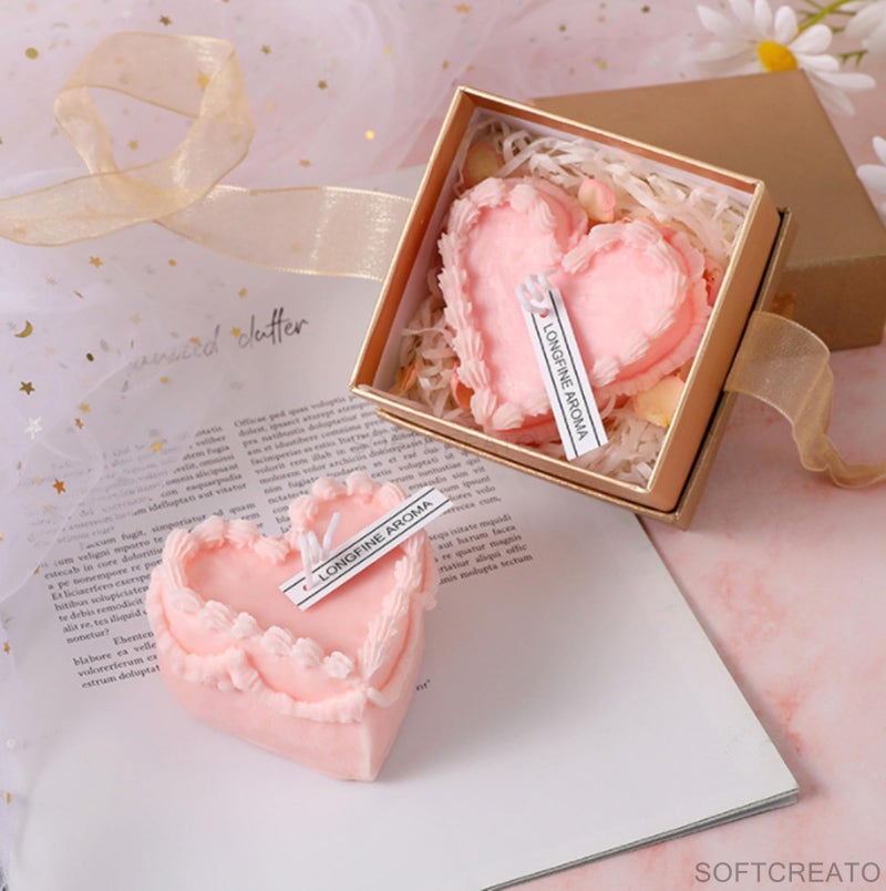 SOFTCREATO Cakes Shape Type Candle Molds I 3D Fondant Silicone Epoxy Casting Mould I Heart Cake Shape for DIY Handmade Ornament, Cake Décor, Aromatherapy, Soap, Resin Art Craft Making, Home Decoration (Heart B) - Image 5