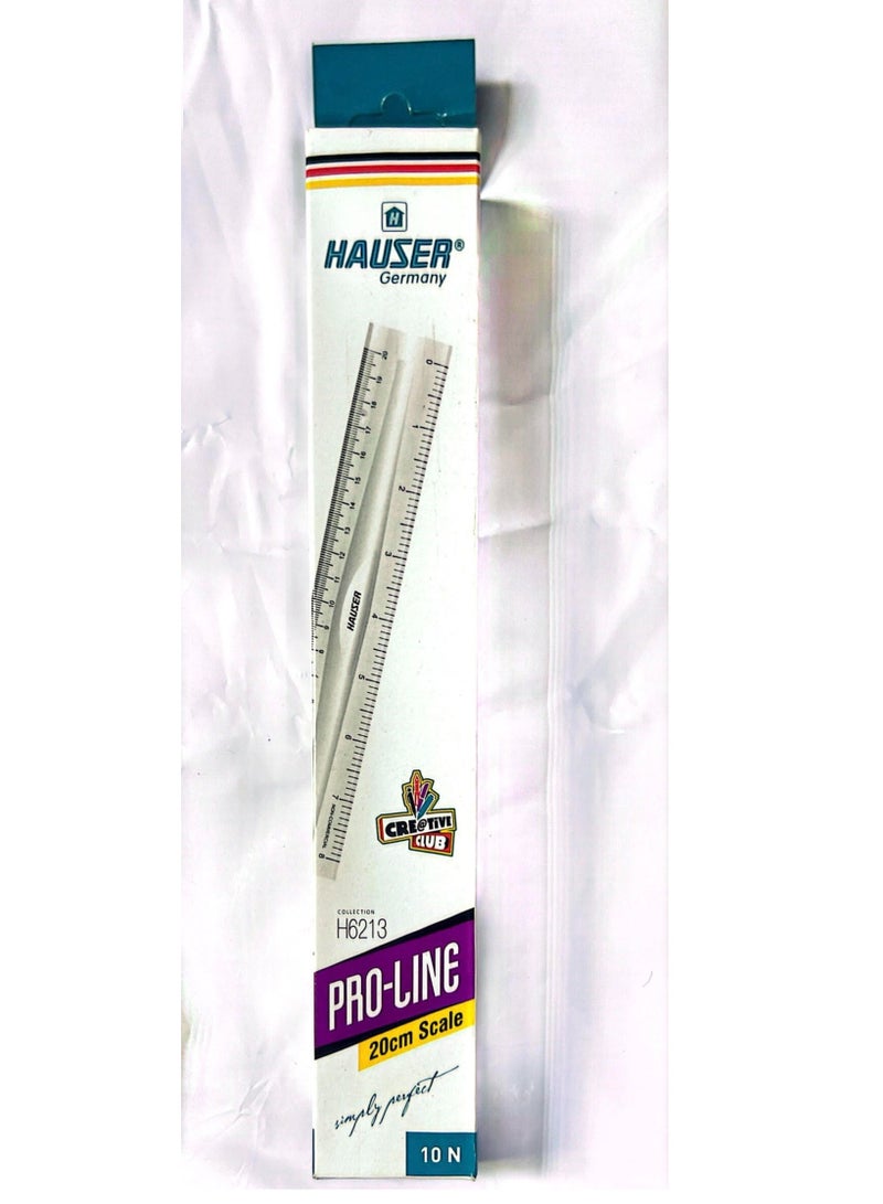 HAUSER 20cm Transparent Scale (Pack of 10)