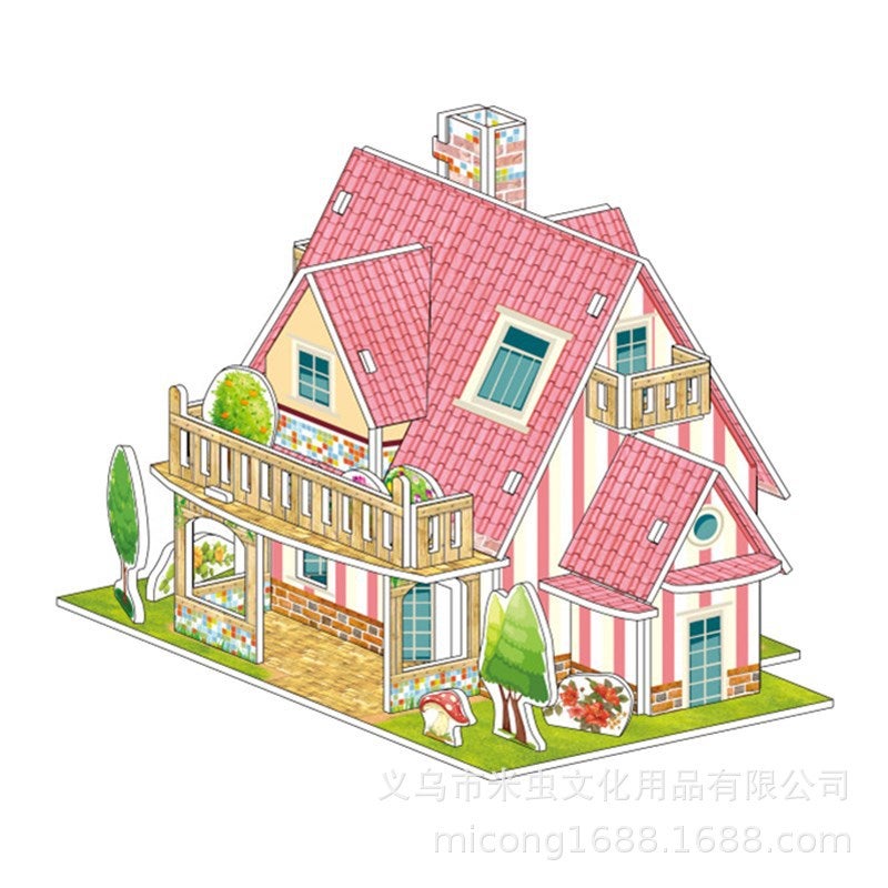 3D Three-Dimensional Puzzle Children'S Parent-Child Toy Building House Handmade Puzzle Paper Model Gift Assembly Interaction - Image 1