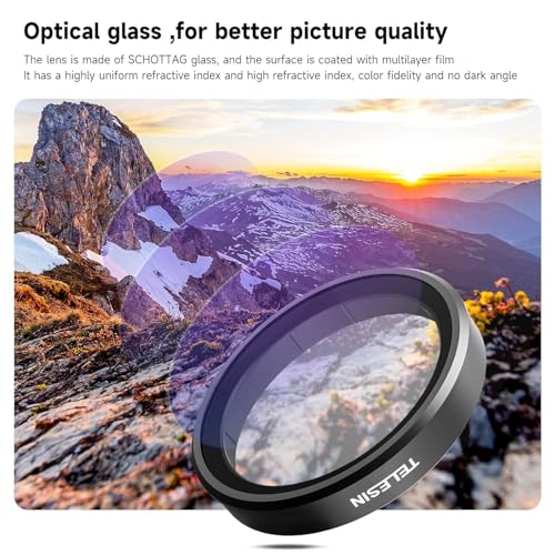 Adofys Telesin Lens Filter Set for DJI Action 5pro/4/3 Camera Accessories, 4-Pack CPL ND32 ND16 ND8 Polarizing Neutral Density HD Filter Lens Protective Protector Cover for DJI Osmo Action Accessory - Image 3