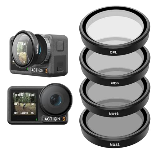 Adofys Telesin Lens Filter Set for DJI Action 5pro/4/3 Camera Accessories, 4-Pack CPL ND32 ND16 ND8 Polarizing Neutral Density HD Filter Lens Protective Protector Cover for DJI Osmo Action Accessory - Image 1