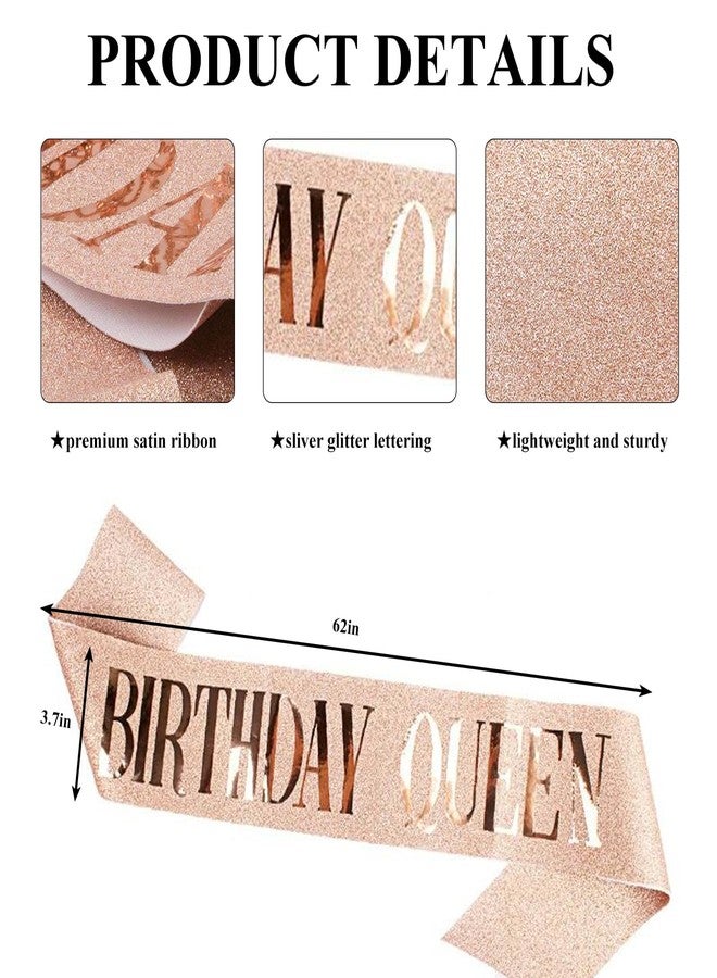 لوويجز وشاح عيد ميلاد الملكة من لويجز، ذهبي وردي، هدايا عيد ميلاد، وشاح لامع، إكسسوارات حفلات للبنات والسيدات، عبوة واحدة (عبوة من قطعة واحدة، ذهبي وردي - عيد ميلاد الملكة) - Image 2