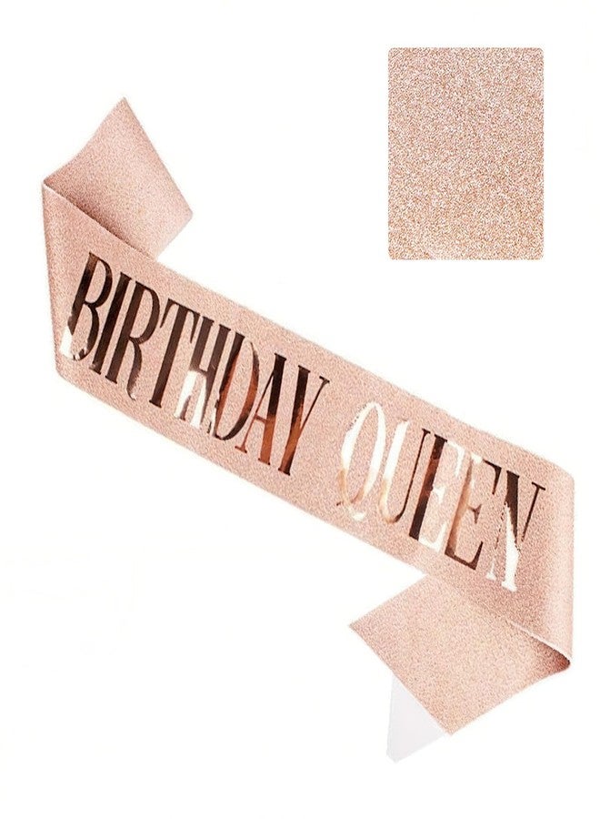 لوويجز وشاح عيد ميلاد الملكة من لويجز، ذهبي وردي، هدايا عيد ميلاد، وشاح لامع، إكسسوارات حفلات للبنات والسيدات، عبوة واحدة (عبوة من قطعة واحدة، ذهبي وردي - عيد ميلاد الملكة) - Image 1