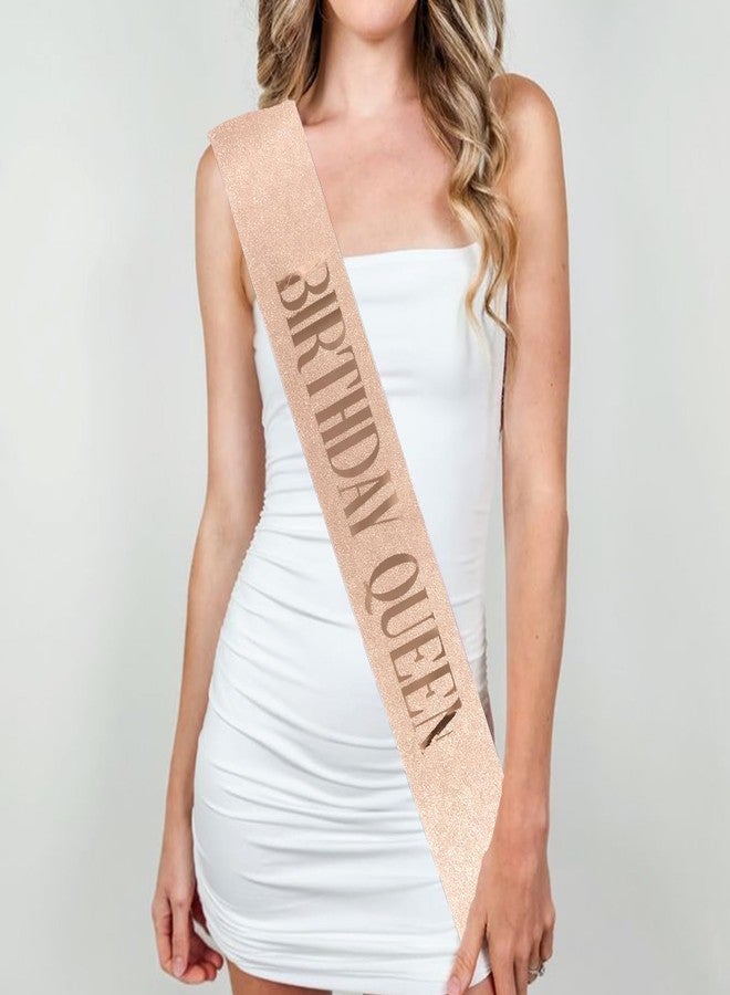 لوويجز وشاح عيد ميلاد الملكة من لويجز، ذهبي وردي، هدايا عيد ميلاد، وشاح لامع، إكسسوارات حفلات للبنات والسيدات، عبوة واحدة (عبوة من قطعة واحدة، ذهبي وردي - عيد ميلاد الملكة) - Image 5