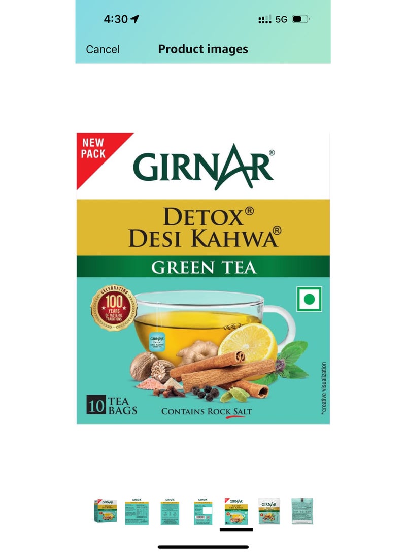 Girnar Food & Beverages Pvt. Ltd. Detox Green Tea (Desi Kahwa) (Pack of 10 Tea Bags,25 grams) - Image 2