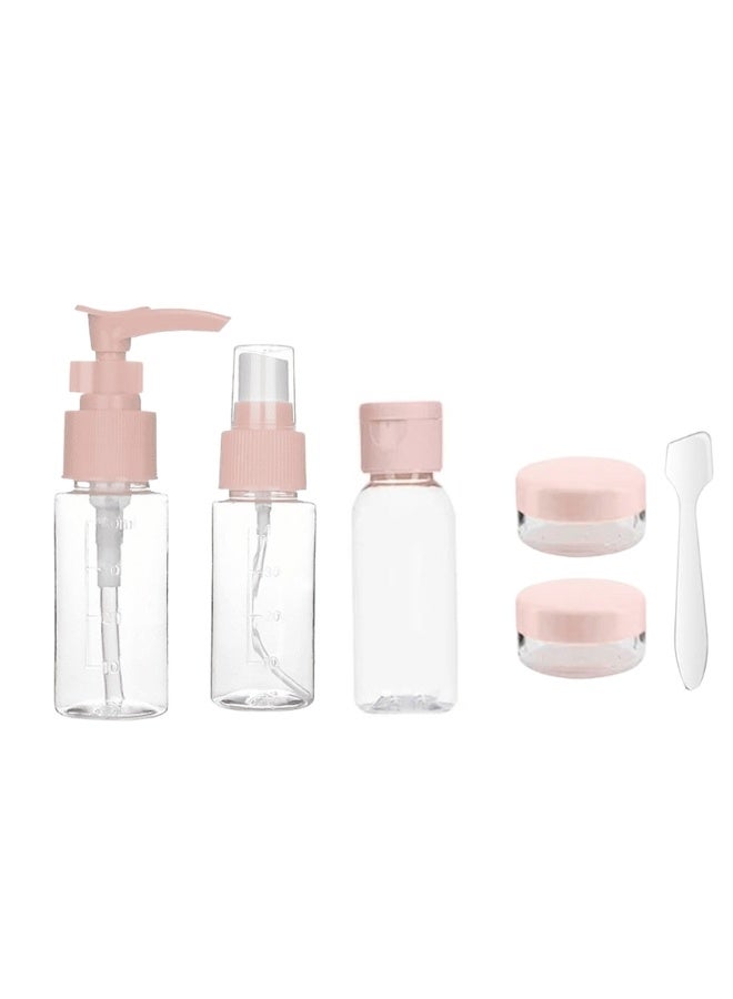 زجاجات سفر لمستحضرات التجميل (6 قطع) - حاويات صغيرة فارغة قابلة لإعادة التعبئة مع حقيبة  - مجموعة أدوات أساسية وملحقات للسفر للشامبو ومستحضرات التجميل (متعدد الالوان) - Image 1