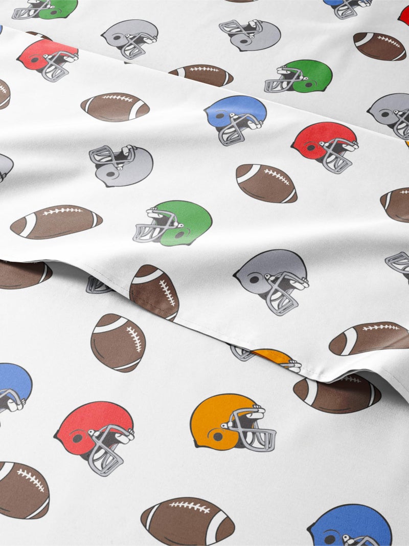 CGK Unlimited Football Bed Sheets  3 Piece American Football Bed Sheets  Twin Size Sports Bedding for Kids  UltraSoft  Cozy  Breathable  Machine Washable  Helmet Bed Set for Boys Girls Teens and Toddlers