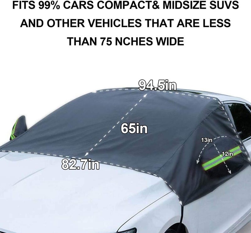OMIGAO Windshield Snow Cover with Side Mirror Covers, Protects Windshield and Wipers from Weatherproof, Rain, Sun, Frost, Extra Large Size Fits for Most Vehicles, Cars and SUV - Image 2