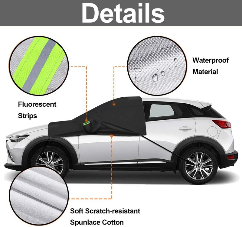 OMIGAO Windshield Snow Cover with Side Mirror Covers, Protects Windshield and Wipers from Weatherproof, Rain, Sun, Frost, Extra Large Size Fits for Most Vehicles, Cars and SUV - Image 3