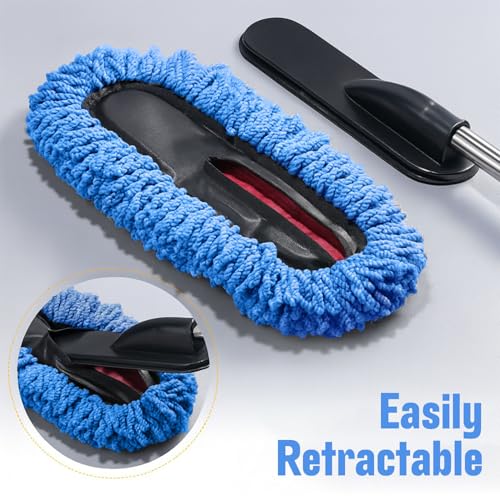 Maxoshine Microfiber Car Duster Brush with Extendable Handle | Dusting Brush for Interior & Exterior | Scratch-Free Cleaning Microfiber Duster for Car & Home Cleaning (Blue) - Image 4