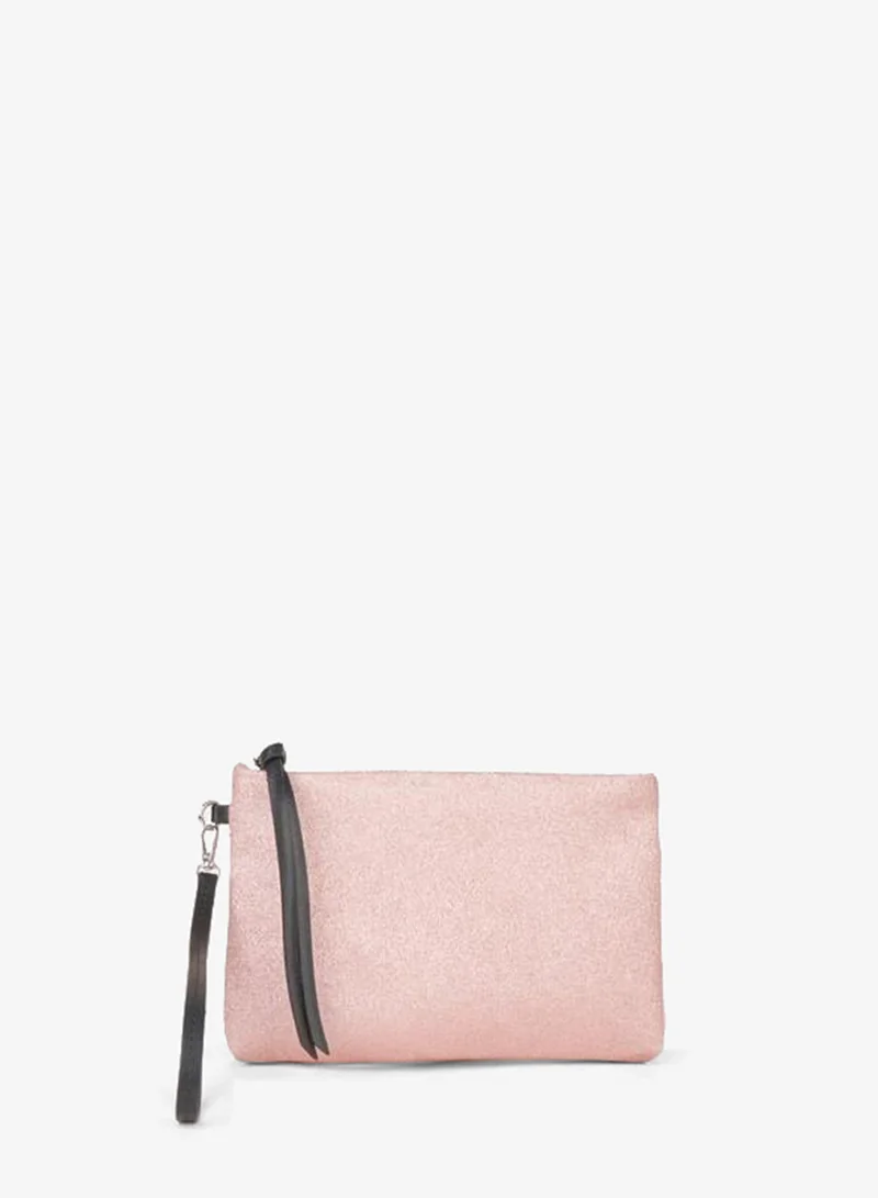 Women's Bellis Sequin Powder Lined Synthetic Leather Wrist Strap Portfolio Hand and Clutch Bag.