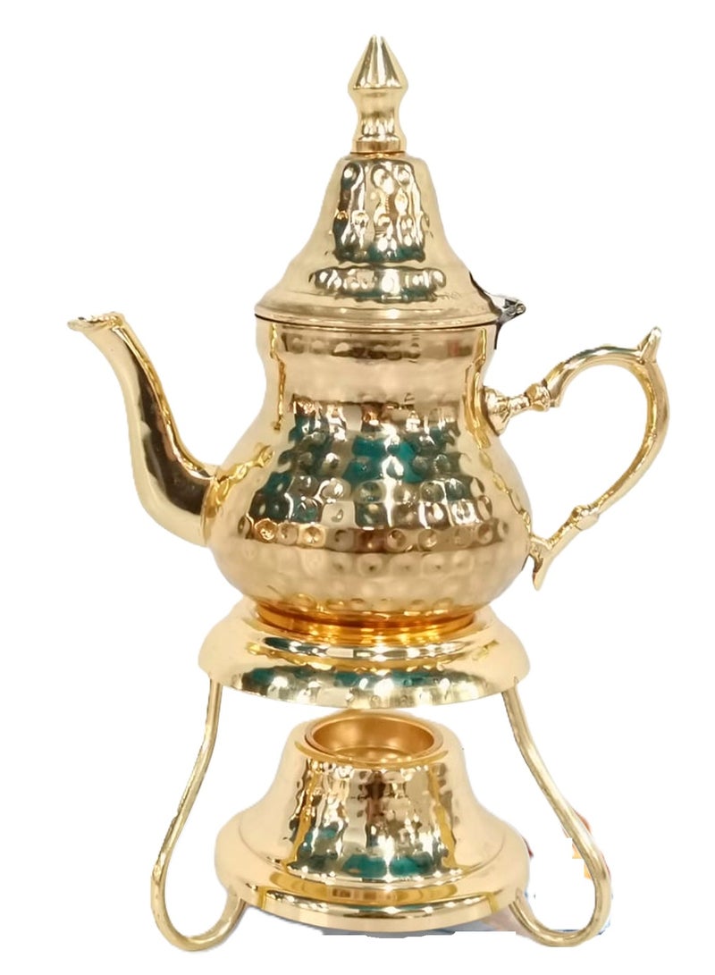 Bin Shihon Moroccan teapot made by hammered copper and polished brass with heating base Available in several sizes - Image 2