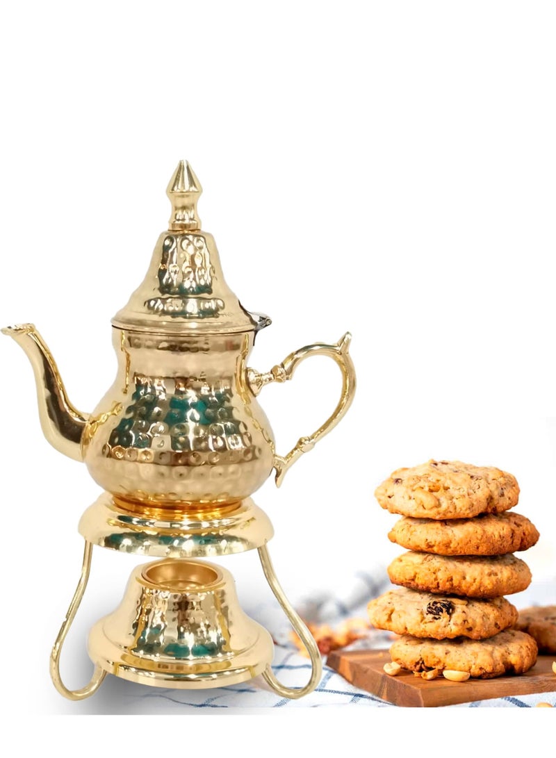 Bin Shihon Moroccan teapot made by hammered copper and polished brass with heating base Available in several sizes - Image 4