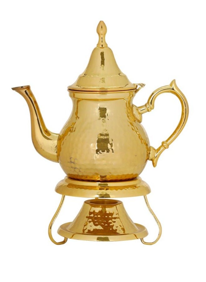 Bin Shihon Moroccan teapot made by hammered copper and polished brass with heating base Available in several sizes - Image 1