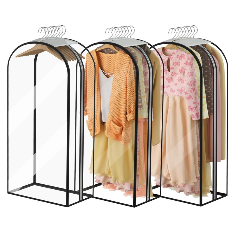 Ramota Garment Bags for Hanging Clothes 40â€ Long,Ultra Clear Suit Bags for Closet Storage, Moving Organization, Travel Covers with 10" Gussets for Coat, Dress, Shirt and Sweater - 3 PCS - Image 1