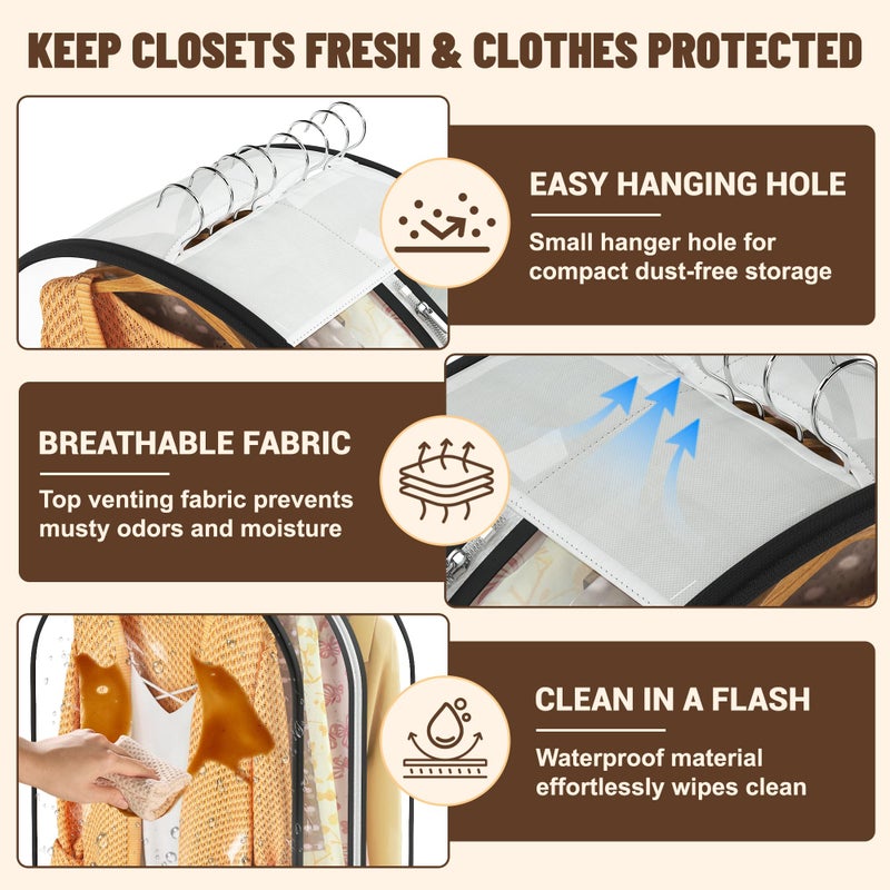 Ramota Garment Bags for Hanging Clothes 40â€ Long,Ultra Clear Suit Bags for Closet Storage, Moving Organization, Travel Covers with 10" Gussets for Coat, Dress, Shirt and Sweater - 3 PCS - Image 4