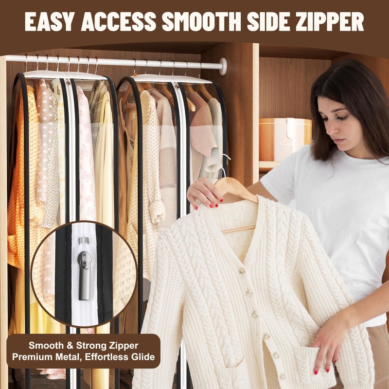 Ramota Garment Bags for Hanging Clothes 40â€ Long,Ultra Clear Suit Bags for Closet Storage, Moving Organization, Travel Covers with 10" Gussets for Coat, Dress, Shirt and Sweater - 3 PCS - Image 3