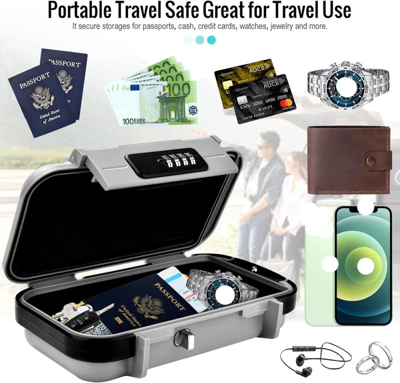 Bluejw Portable Security Box With Code, Combination Security Case Lock Box Waterproof, With Removable Wire Rope Security Safe Box For Hotel Travel Swimming Beach-23.5*14*6Cm - Image 4