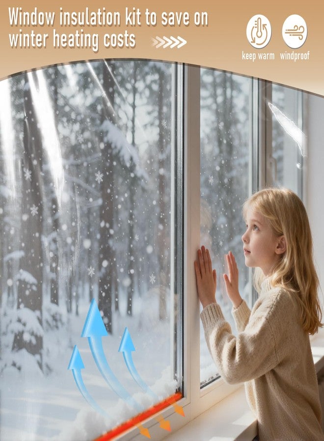 Flueen Large Patio Door Shrink Film Window Insulation Kit Cuttable with AdhesiveTransparent,Window Plastic for Winterizing Thicken Thermal Waterproof Insulation Cover Warm Winter (1Pack, 84"W x 120"T) - Image 2