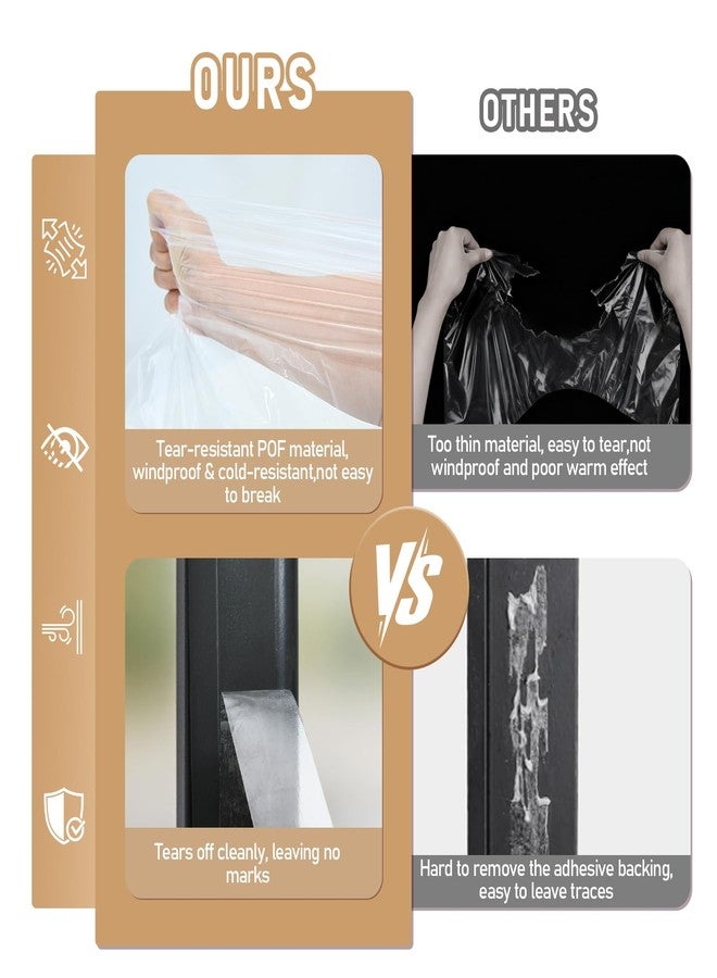 Flueen Large Patio Door Shrink Film Window Insulation Kit Cuttable with AdhesiveTransparent,Window Plastic for Winterizing Thicken Thermal Waterproof Insulation Cover Warm Winter (1Pack, 84"W x 120"T) - Image 4