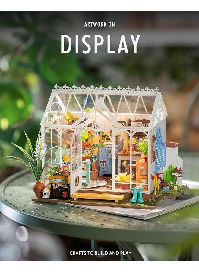 Rolife Rolife DIY Miniature Dollhouse Kit, Build 9.6" Greenhouse Diorama Kit Building Set with LED Room Hobby Craft for Aduls Uniue Gifts for Teens (Dreamy Garden) - Image 3