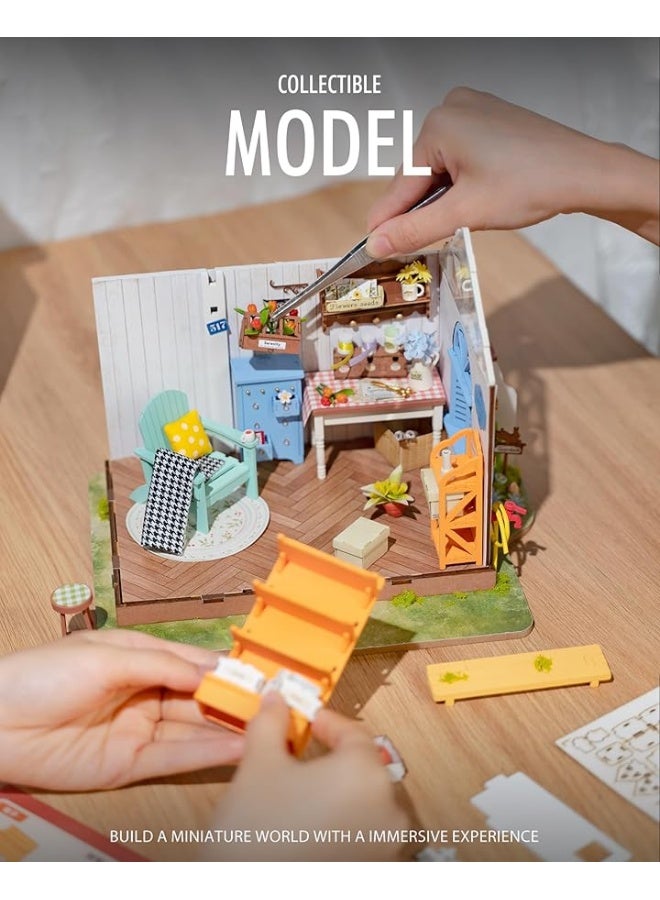 Rolife Rolife DIY Miniature Dollhouse Kit, Build 9.6" Greenhouse Diorama Kit Building Set with LED Room Hobby Craft for Aduls Uniue Gifts for Teens (Dreamy Garden) - Image 1