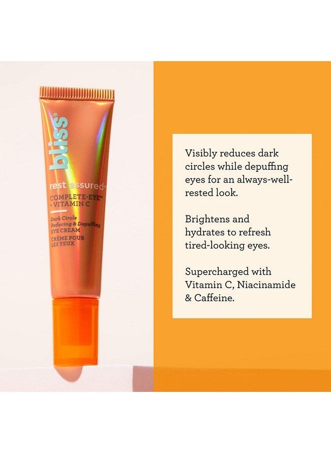 BLISS - Rest Assured ™ Eye Cream : Dark Circle Reducing & Depuffing Eye Cream : With Vitamin C & Caffeine : Clean : Crueltyfree : Vegan : 05 Oz - Image 1