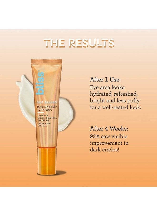 BLISS - Rest Assured ™ Eye Cream : Dark Circle Reducing & Depuffing Eye Cream : With Vitamin C & Caffeine : Clean : Crueltyfree : Vegan : 05 Oz - Image 1
