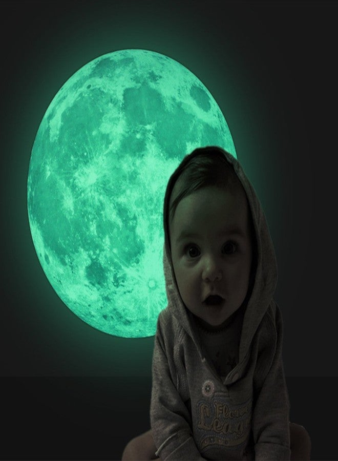 Homics Glow in The Dark Moon Wall Decals 11.8 inch Luminous Sticker at Night, Perfect Ceiling or Wall Decor for Kids' Bedroom - Image 4