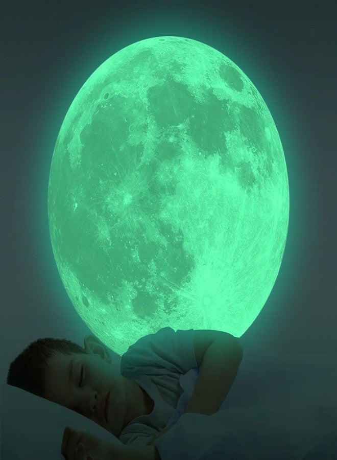 Homics Glow in The Dark Moon Wall Decals 11.8 inch Luminous Sticker at Night, Perfect Ceiling or Wall Decor for Kids' Bedroom - Image 2