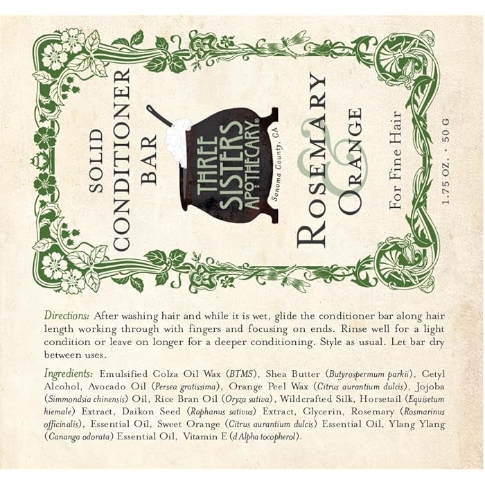 Three Sisters Apothecary 1.75 oz Solid Hair Conditioner (Rosemary and Orange) - Image 2