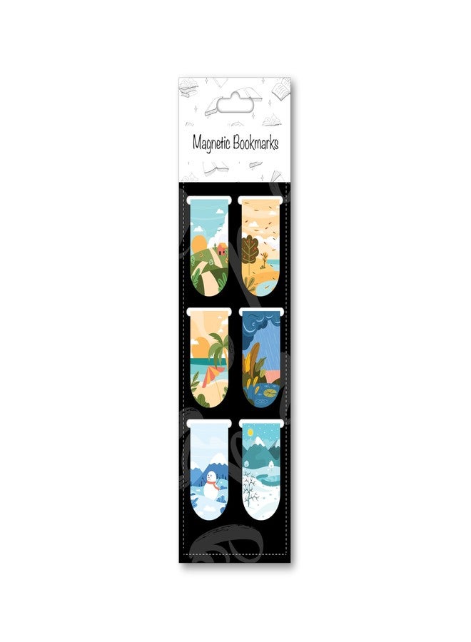 Papboo Pack of 6 Seasons Magnetic Bookmarks,Matte Finished Gifts for Book Readers Writers,Aesthetic Bookmarks - Image 1