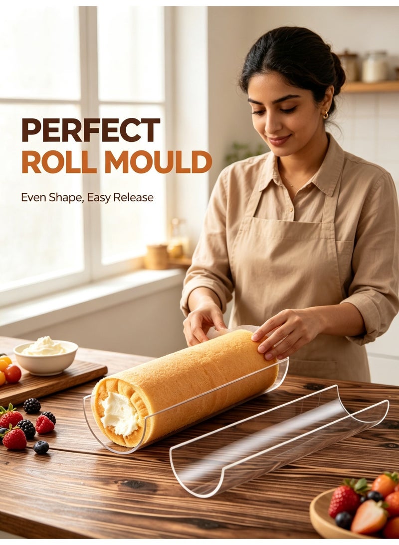 2/3 Pieces Acrylic Swiss Roll Cake Mold | Extra Thick Semi-circular Design | 30cm Long Baking Tool for Shaping Perfect Cake Rolls | Cake Tool for Family Dinner | Swiss Roll for Cake Parties and Events | Suitable for Weddings | Mother's Day, Father's Day, Birthdays, Parties and Necessary Occasions. - Image 2