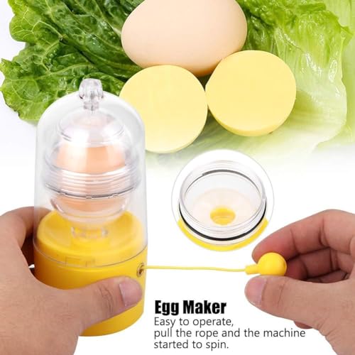 Snevad Golden Scrambled Egg Maker with Wear Resistant Pulling Rope Hard Boiled Scrambler for Eggs Yolk and White Perfectly Mixed Manual Egg Shaker Scrambler Whisk Hand Powered (17x7.5x7.5 CM) - Image 2