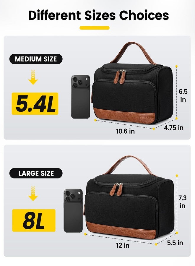 Vorspack Structured Canvas Travel Toiletry Bag for Men, Medium-Black - Image 3