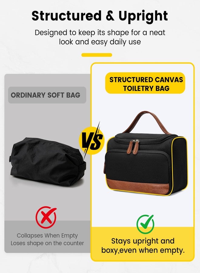 Vorspack Structured Canvas Travel Toiletry Bag for Men, Medium-Black - Image 2