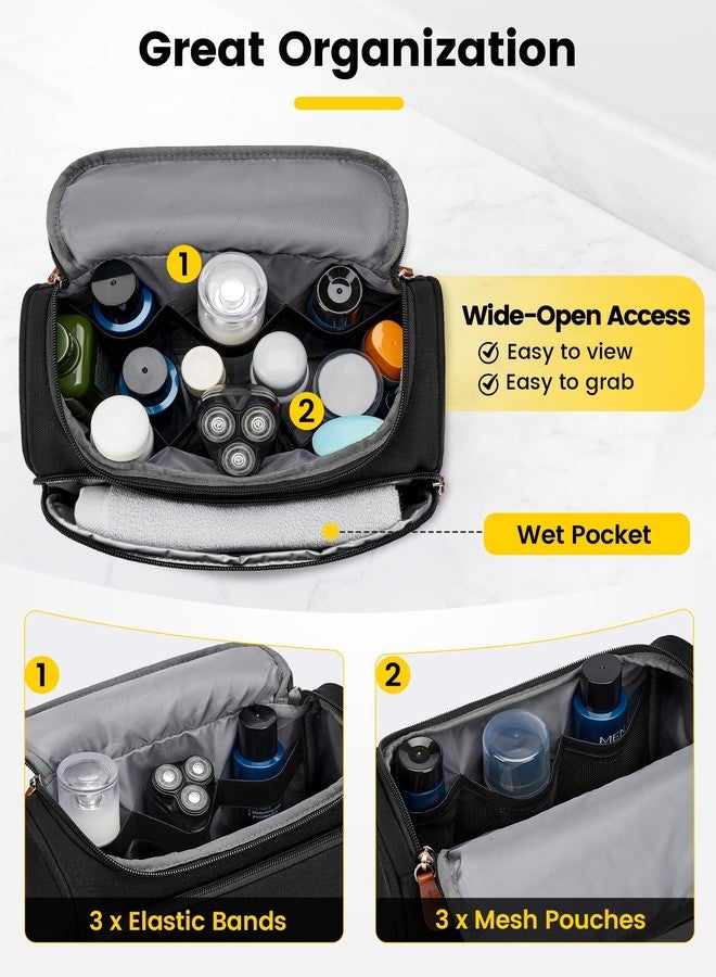 Vorspack Structured Canvas Travel Toiletry Bag for Men, Medium-Black - Image 4