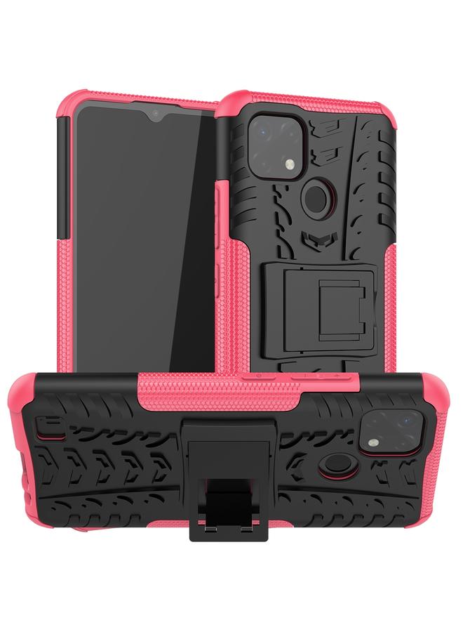 The Bros Case For OPPO Realme C21 / C20 Tire Texture Shockproof TPU+PC Protective Case with Holder