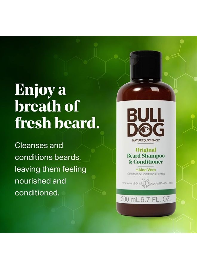 Bulldog Mens Skincare and Grooming for Men Original Beard Shampoo and Conditioner, 6.7 Ounce, Pack of 2