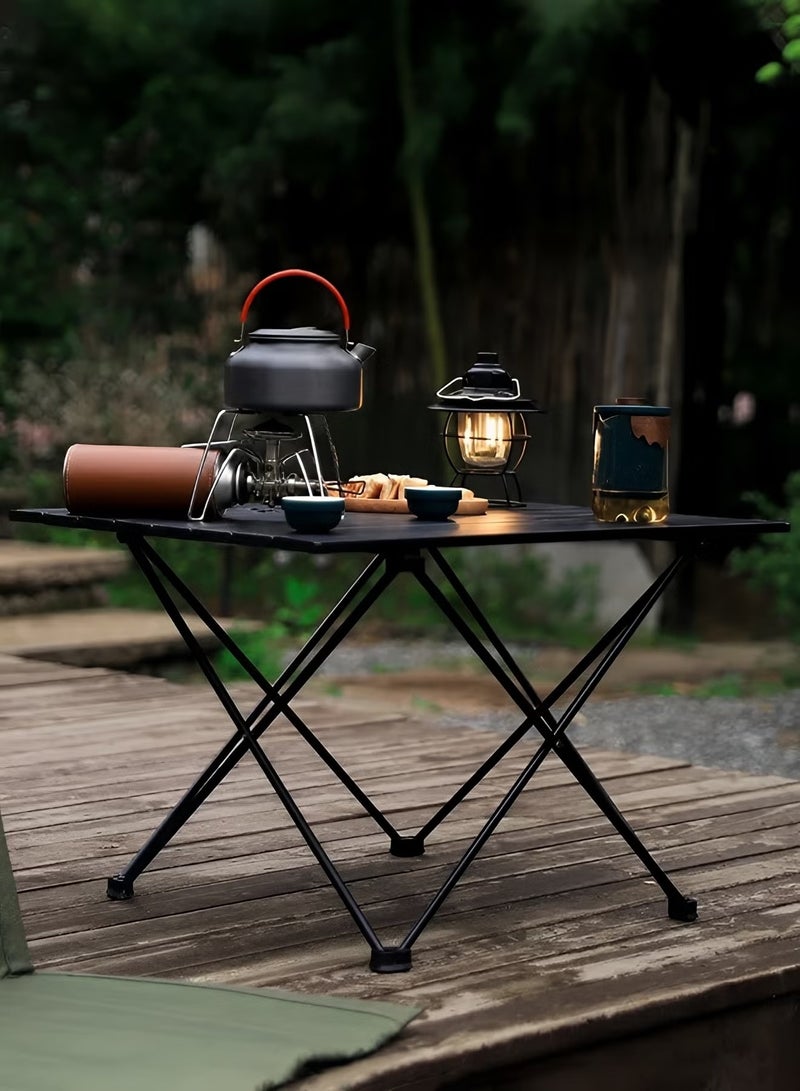 M-Smart 3-Piece Camping Set | Portable Folding Camping Table with Carrying Bag 40x35x29cm, with 2 Folding Chairs with Metal Frame and Armrests - Black - Image 3