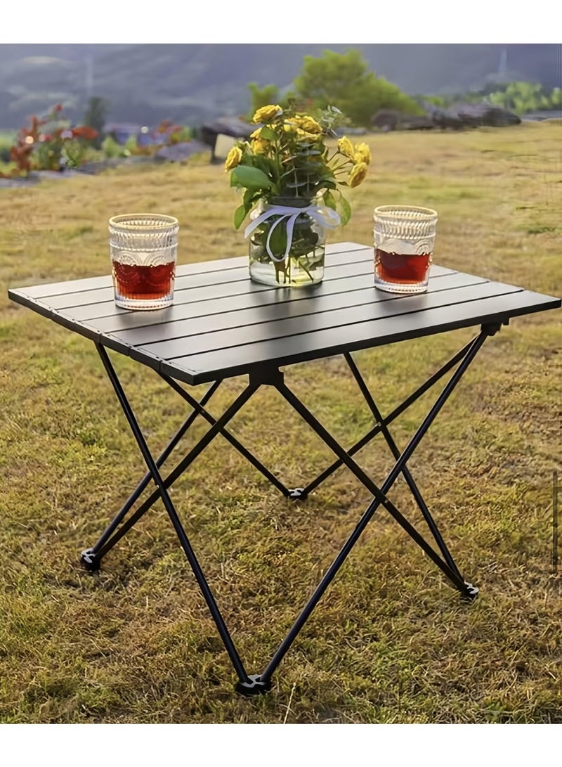 M-Smart 3-Piece Camping Set | Portable Folding Camping Table with Carrying Bag 40x35x29cm, with 2 Folding Chairs with Metal Frame and Armrests - Black - Image 4