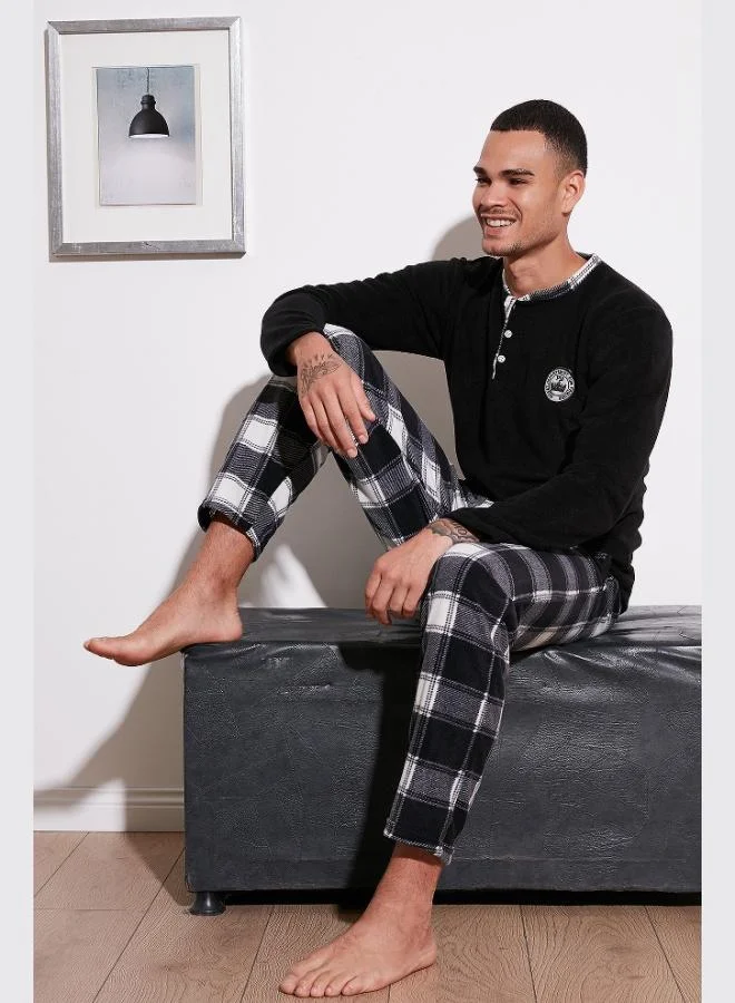 Buratti  Buratti Plaid Regular Fit Crew Neck Winter Polar Fleece Pajama Set Men's PAJAMAS SET 609610013W4 for Men | Best Price UAE
