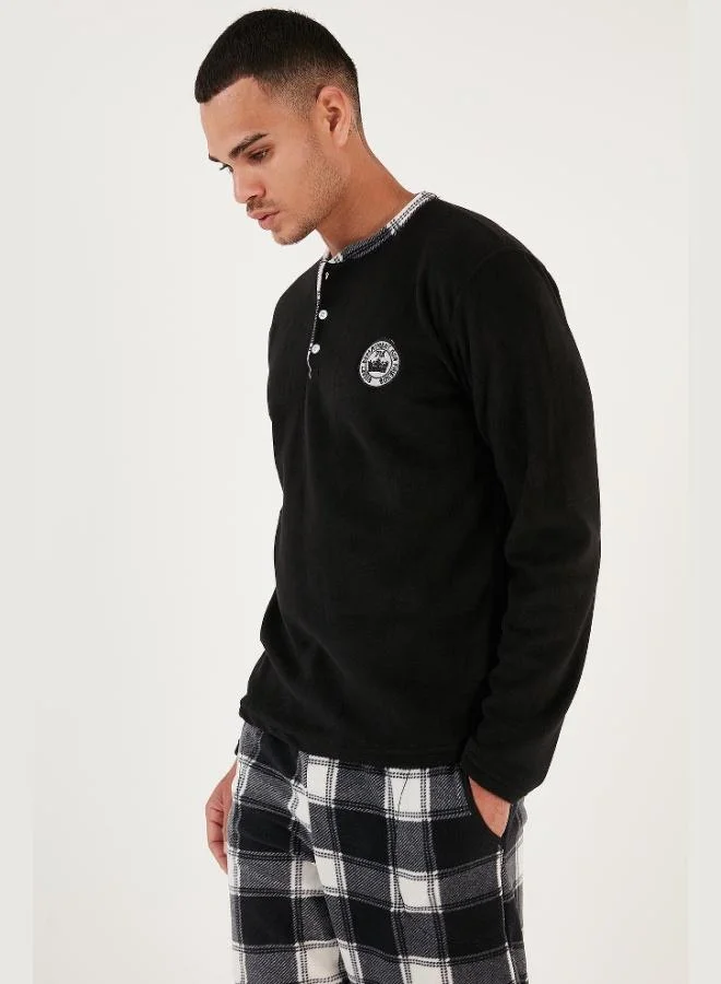 Buratti  Buratti Plaid Regular Fit Crew Neck Winter Polar Fleece Pajama Set Men's PAJAMAS SET 609610013W4 for Men | Best Price UAE