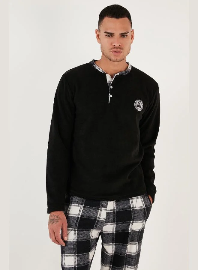 Buratti  Buratti Plaid Regular Fit Crew Neck Winter Polar Fleece Pajama Set Men's PAJAMAS SET 609610013W4 for Men | Best Price UAE