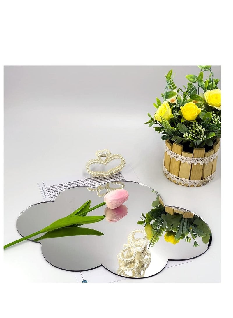 Captaintech Irregular Mirror Decorative Desk Tabletop Acrylic Mirror with Wooden Wall Mount Frameless Makeup Mirror Odd Shaped Mirror for Living Room Bedroom Entryway Bathroom Home Decor - Image 2