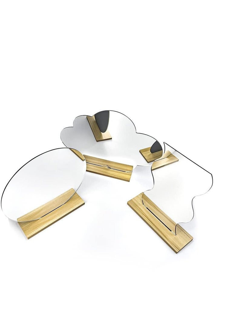 Captaintech Irregular Mirror Decorative Desk Tabletop Acrylic Mirror with Wooden Wall Mount Frameless Makeup Mirror Odd Shaped Mirror for Living Room Bedroom Entryway Bathroom Home Decor - Image 5