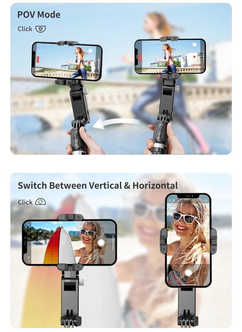 Selfie Stick Gimbal Stabilizer Light Weight Auto Balance 1-Axis Stabilizer for Smartphones with 360° Face Tracking Tiktok Vlog Youtuber Live Video Recording
