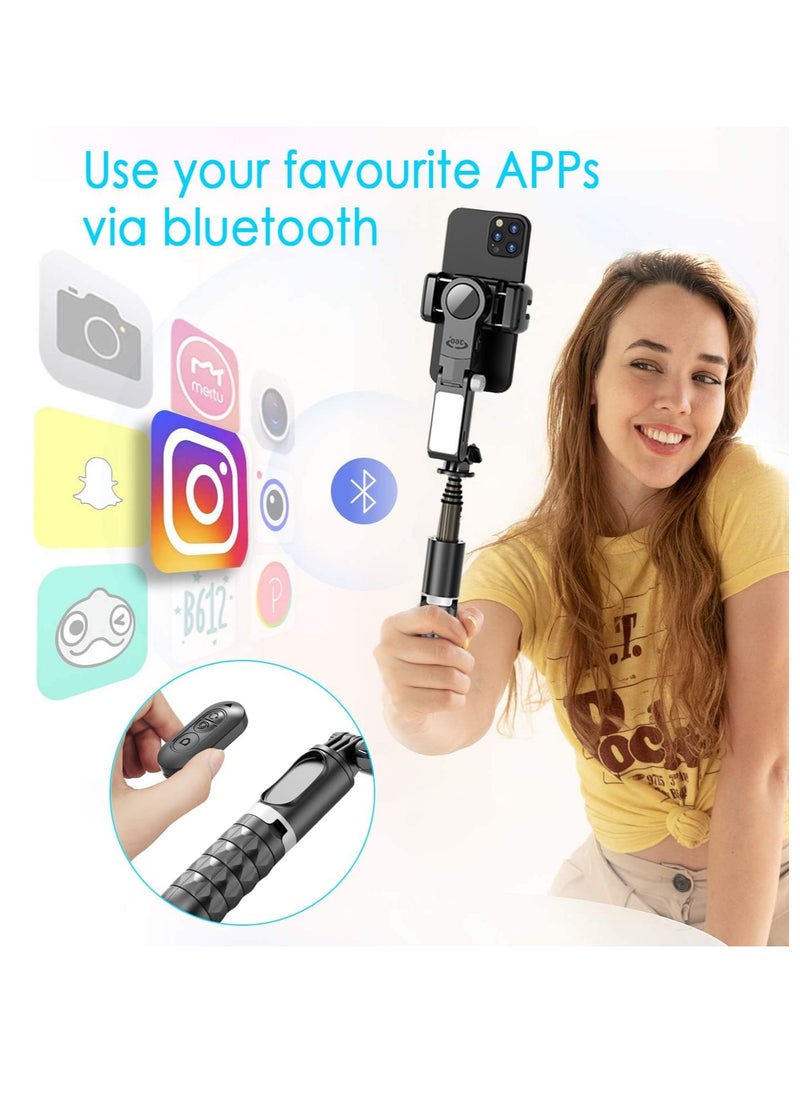 Selfie Stick Gimbal Stabilizer Light Weight Auto Balance 1-Axis Stabilizer for Smartphones with 360° Face Tracking Tiktok Vlog Youtuber Live Video Recording
