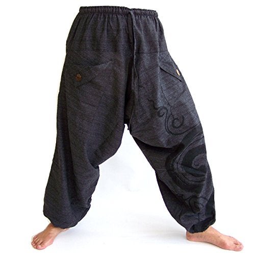 Siamrose Baggy Harem Yoga Lounge Pants, Wide Leg Trousers, Men Women, 2 Pockets, One Size, Grey - Image 4